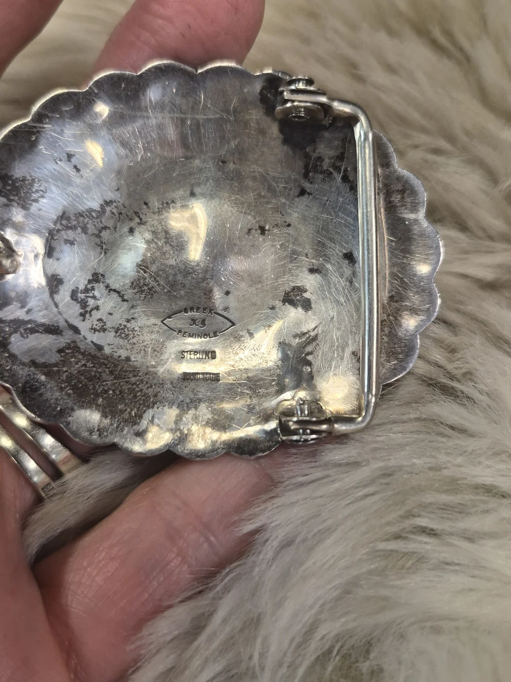 Vintage Sterling Silver Belt Buckle EUC Handmade